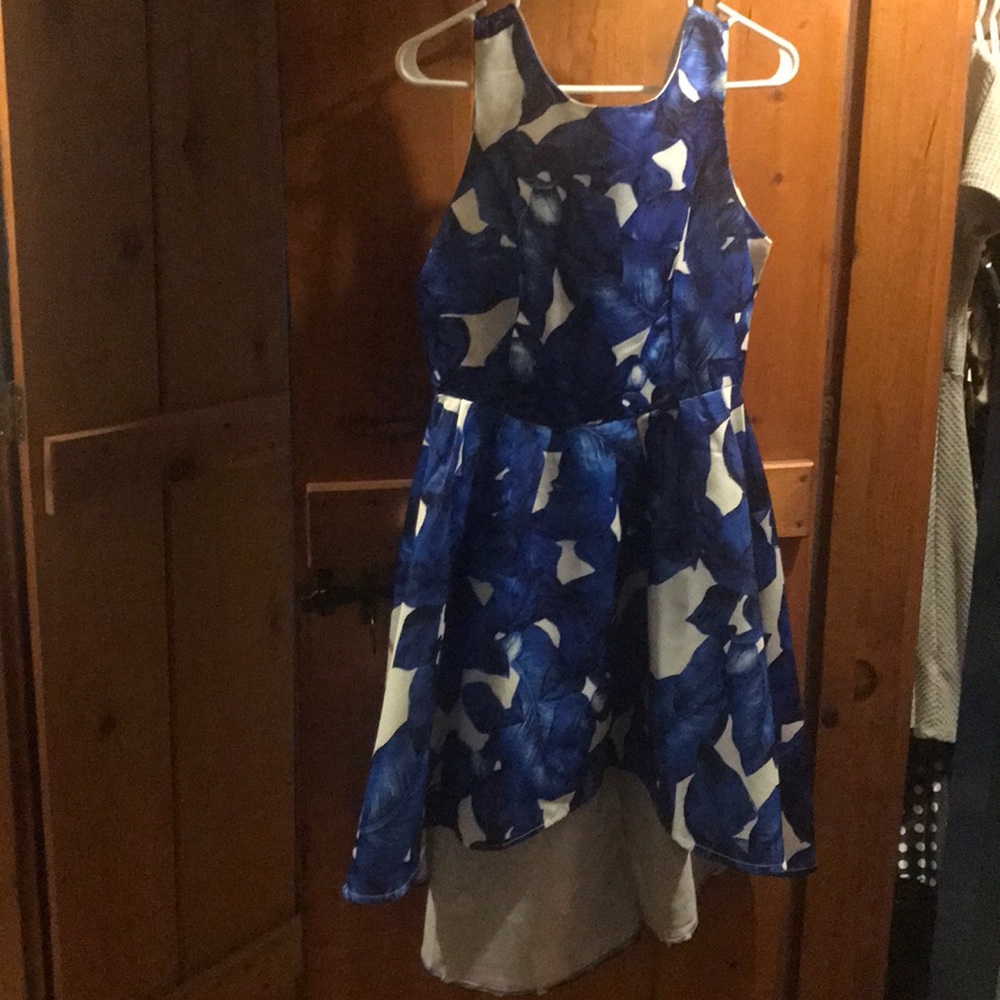 Blue floral wedding guest dress